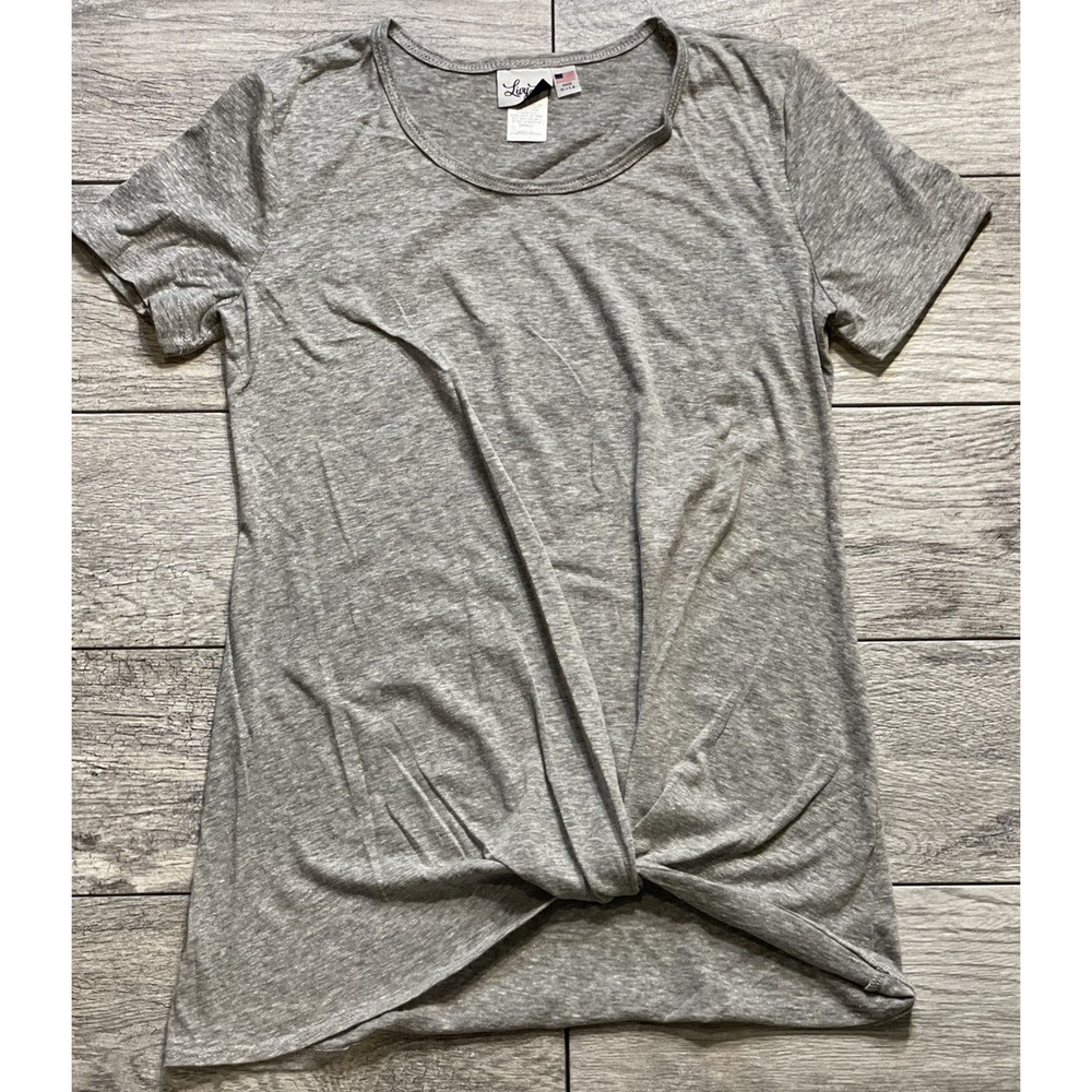 Livy Lu Boutique Brand Gray Twist-Front Short Sleeve Top T-Shirt Size Small, New